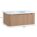 Wall Mounted Bathroom Vanity With Sink - Natural Wood by HouseOfZazla