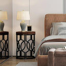 Round End Table Nightstand For Living - Brown / Black by HouseOfZazla