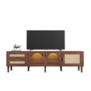 TV Stand With 3 Cabinets & 2 Drawers, LED Light Media Console For TVs Up To 80" - Dark Brown by HouseOfZazla