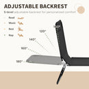 2 Piece Folding Chaise Lounge Pool Chairs, Outdoor Sun Tanning Chairs with 5-Level Reclining Back, Steel Frame for Beach, Yard, Patio, Black