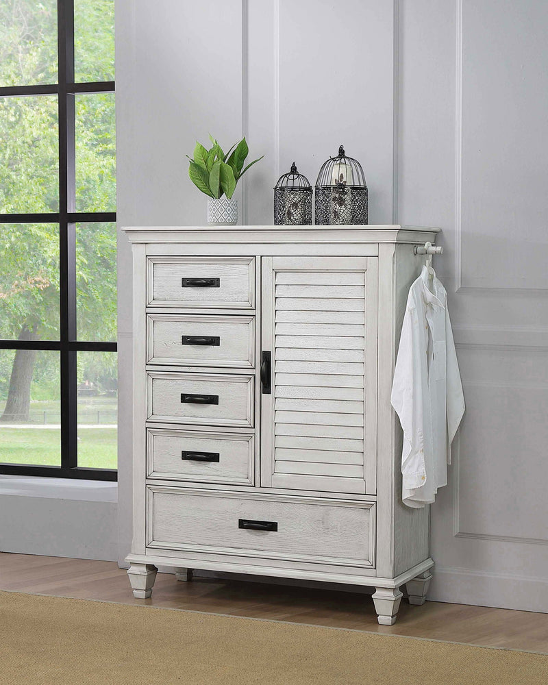 Franco 5-drawer Door Chest Distressed White, photo 2 of 4