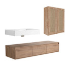Modern Wall Mounted Bathroom Vanity With Resin Sink And 2 Side Cabinet, Imitative, Construction - Imitative Oak by HouseOfZazla