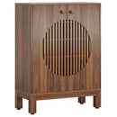 5 Tier Shoe Cabinet With Round Louvered Doors, Storage Organizer - Brown by HouseOfZazla