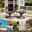 Set of 2 Powder-Coated Steel 360° Swivel Outdoor Dining Chairs with All-Weather Cushions by HouseOfZazla