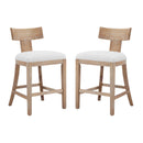 Upholstered Counter Height Bar Stools With Solid Rubber Wood Frame (Set of 2)