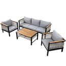 4 Pieces Outdoor Sectional Sofa Set 5 Person Patio Seating Group Outdoor Conversation Set With Cushions And A Coffee Table For Patios by HouseOfZazla