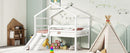 Low Loft House Bed With Slide, Ladder, Safety Guardrails, House Roof Frame by HouseOfZazla