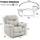 Chriki Beige Fabric Power Recliner with Lift, Heating, and Massage by HouseOfZazla