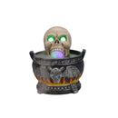 Halloween Skull Cauldron Statue with LED Light and Smoke Fog Effect