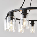 6-Light Black Wagon Wheel Chandelier