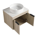 24 " Modern Design Float Bathroom Vanity With Ceramic Basin Set, Wall Mounted White Oak Vanity With Soft Close Door,KD-Packing,KD-Packing,2 Pieces Parcel(TOP