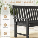 52 Inch All-Weather HDPE Outdoor Bench with Backrest and Armrests by LJGDeals