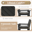 52 Inch All-Weather HDPE Outdoor Bench with Backrest and Armrests-Black