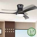 52 Inch Flush Mount Ceiling Fan with LED Light-Black by LJGDeals