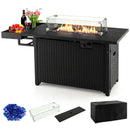 52 Inches Outdoor Wicker Gas Fire Pit Propane Fire Table with Cover-Brown by DirectDeals