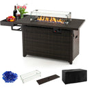 52 Inches Outdoor Wicker Gas Fire Pit Propane Fire Table with Cover by LJGDeals