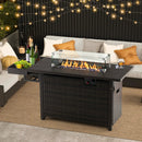 52 Inches Outdoor Wicker Gas Fire Pit Propane Fire Table with Cover by LJGDeals