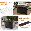 52 Inches Outdoor Wicker Gas Fire Pit Propane Fire Table with Cover by LJGDeals