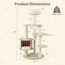 52 Inches Tall Wooden Cat Tree with Washable Plush Cushions and Multi-Level Climbing Stand by LJGDeals