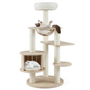 52 Inches Tall Wooden Cat Tree with Washable Plush Cushions and Multi-Level Climbing Stand by LJGDeals