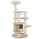 52 Inches Tall Wooden Cat Tree with Washable Plush Cushions and Multi-Level Climbing Stand by LJGDeals