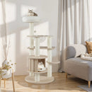 52 Inches Tall Wooden Cat Tree with Washable Plush Cushions and Multi-Level Climbing Stand by LJGDeals