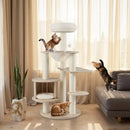 52 Inches Tall Wooden Cat Tree with Washable Plush Cushions and Multi-Level Climbing Stand by LJGDeals