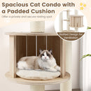52 Inches Tall Wooden Cat Tree with Washable Plush Cushions and Multi-Level Climbing Stand