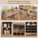 52 Inches Wine Bar Cabinet with LED Lights and Sliding Barn Doors by LJGDeals