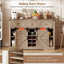 52 Inches Wine Bar Cabinet with LED Lights and Sliding Barn Doors by LJGDeals