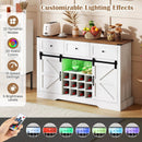 52 Inches Wine Bar Cabinet with LED Lights and Sliding Barn Doors by LJGDeals