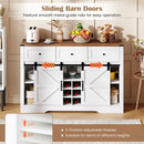 52 Inches Wine Bar Cabinet with LED Lights and Sliding Barn Doors by LJGDeals