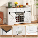 52 Inches Wine Bar Cabinet with LED Lights and Sliding Barn Doors