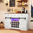 52 Inches Wine Bar Cabinet with LED Lights and Sliding Barn Doors by LJGDeals