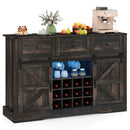 52 Inches Wine Bar Cabinet with LED Lights and Sliding Barn Doors by LJGDeals