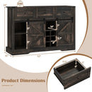 52 Inches Wine Bar Cabinet with LED Lights and Sliding Barn Doors by LJGDeals