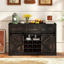 52 Inches Wine Bar Cabinet with LED Lights and Sliding Barn Doors by LJGDeals