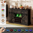 52 Inches Wine Bar Cabinet with LED Lights and Sliding Barn Doors by LJGDeals