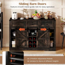 52 Inches Wine Bar Cabinet with LED Lights and Sliding Barn Doors by LJGDeals