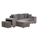 Modern L-Shape 3 Seat Reversible Sectional Couch, Pull Out Sleeper Sofa With Storage Chaise And 2 Stools For Living Room Furniture Set by HouseOfZazla