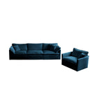 2-Piece Upholstered Sectional Sofa Set in Blue Chenille by HouseOfZazla