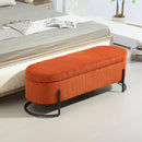 Storage Ottoman,Bedroom End Bench,Upholstered Fabric Storage Ottoman with Safety Hinge, Entryway Padded Footstool, Ottoman Bench for Living Room & Bedroom (Orange)