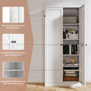Kitchen Pantry Cabinet Adjustable Storage With 4 Shelves, Heavy Duty Freestanding Pantry Organizer - White