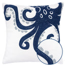 Octopus Patterned Pillow Cover With Matching Back - White by Unique Piece Furniture