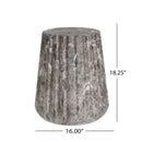 Outdoor Cleme Carved Side Table, Brown End Table