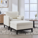 Farmhouse Upholstered Accent Chair With Ottoman, Reversible Lid Coffee Table by Unique Piece Furniture