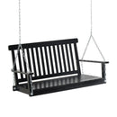2-Seater Hanging Porch Swing Outdoor Patio Swing Chair Seat with Slatted Build and Chains, 440lbs Weight Capacity, Black