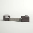 Outdoor Rattan Wicker Seating Set With Cushions 2 Person Patio Furniture - Espresso / Gray by HouseOfZazla