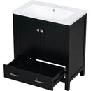 30' Black Bathroom Vanity with Single Sink, Combo Cabinet Undermount Sink, Bathroom Storage Cabinet with 2 Doors and a Drawer, Soft Closing, Multifunctional Storage, Solid Wood Frame