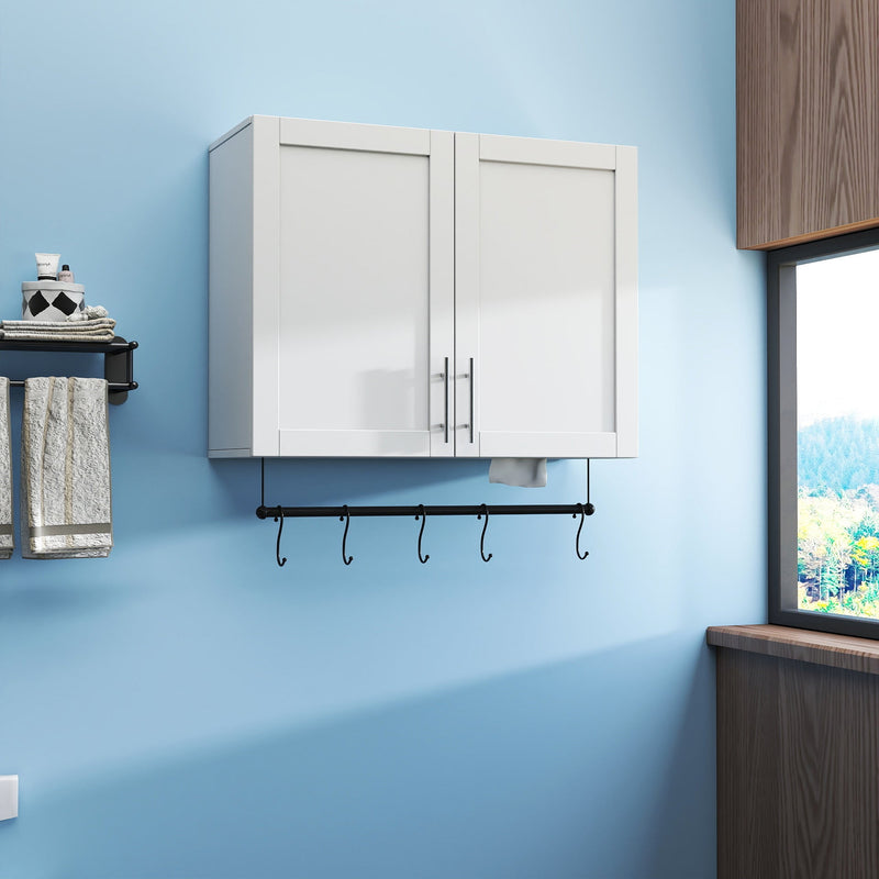 Bathroom Wall Cabinet with Adjustable Shelf, Towel Bar, and 5 Hooks, photo 3 of 10